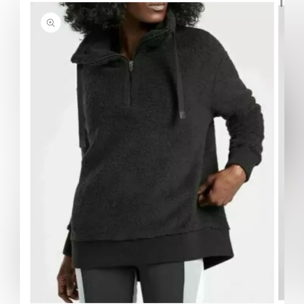 Athleta Talus Sherpa Half Zip, Black Medium